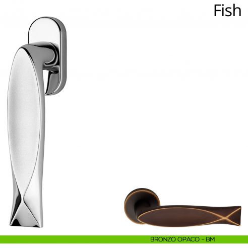 Maniglia per finestra martellina DK Fish Linea Calì bronzo opaco