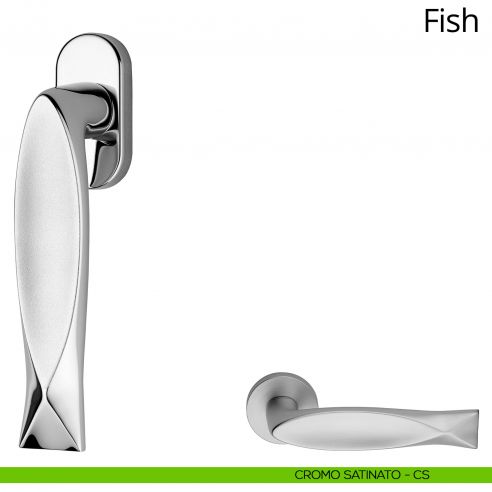 Maniglia per finestra martellina DK Fish Linea Calì cromo satinato