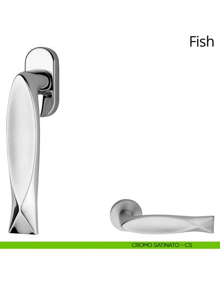 Maniglia per finestra martellina DK Fish Linea Calì cromo satinato