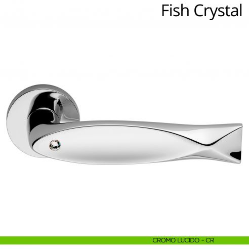Maniglia Swarovski per porta interna Fish Crystal Linea Calì rosetta tradizionale cromo