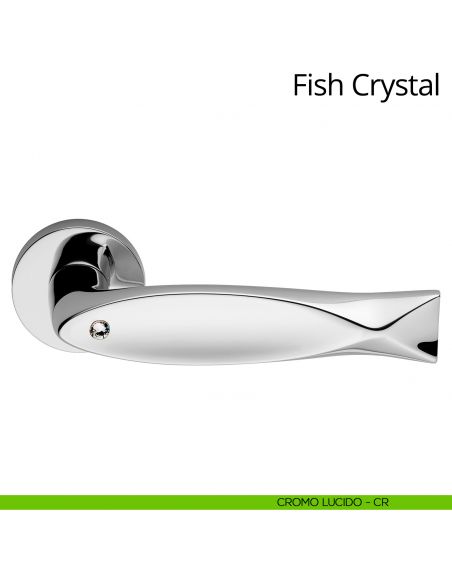 Maniglia Swarovski per porta interna Fish Crystal Linea Calì rosetta tradizionale cromo