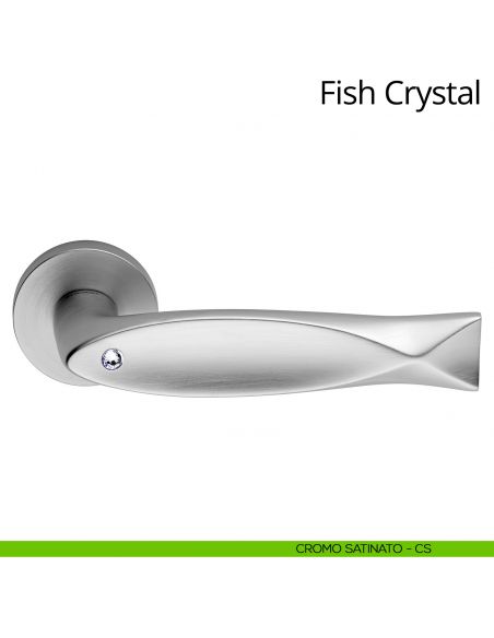 Maniglia Swarovski per porta interna Fish Crystal Linea Calì rosetta tradizionale cromo satinato