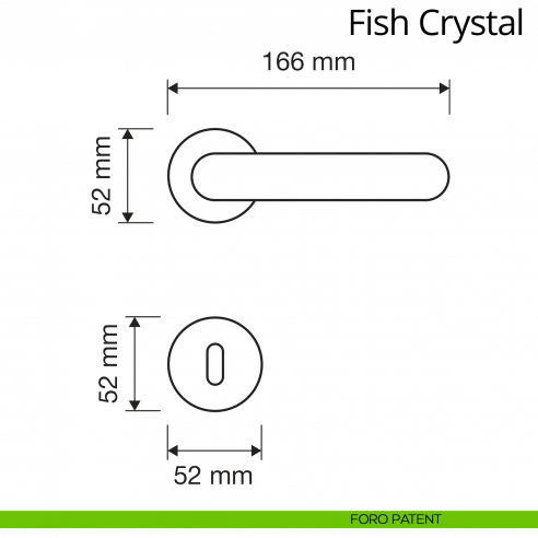 Maniglia Swarovski per porta interna Fish Crystal Linea Calì rosetta tradizionale foro patent