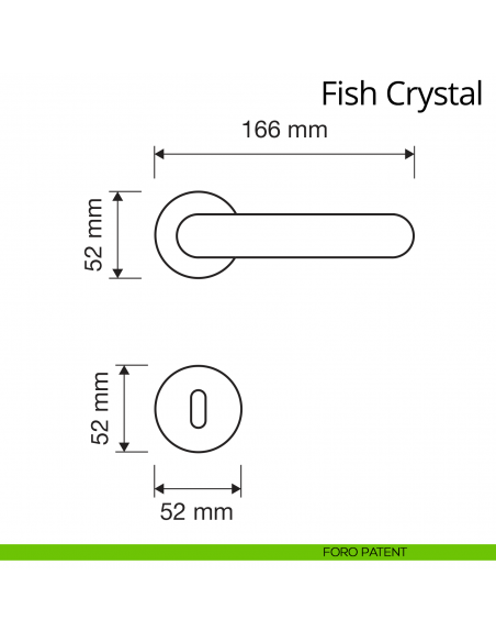 Maniglia Swarovski per porta interna Fish Crystal Linea Calì rosetta tradizionale foro patent