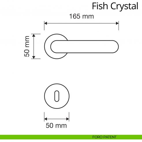 Maniglia Swarovski per porta interna Fish Crystal Linea Calì rosetta bassa foro patent