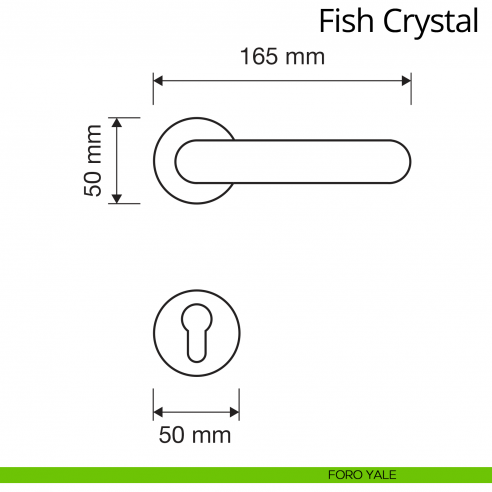 Maniglia Swarovski per porta interna Fish Crystal Linea Calì rosetta bassa foro yale