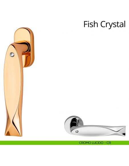 Maniglia per finestra martellina DK Fish Crystal Linea Calì cromo