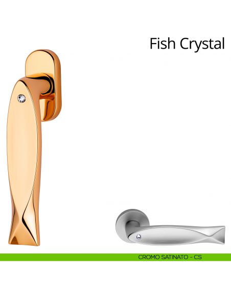 Maniglia per finestra martellina DK Fish Crystal Linea Calì cromo satinato