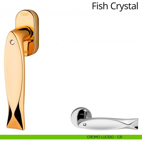 Maniglia Swarovski per finestra martellina DK antintrusione Fish Crystal Linea Calì cromo