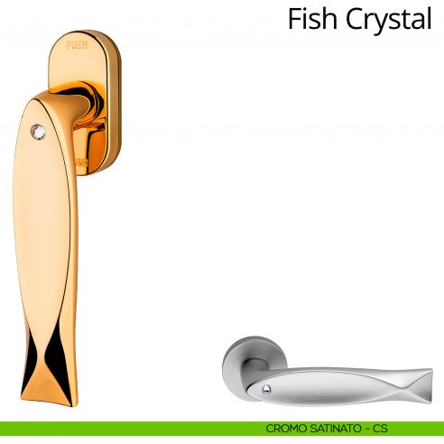 Maniglia Swarovski per finestra martellina DK antintrusione Fish Crystal Linea Calì cromo satinato