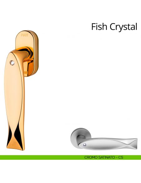 Maniglia Swarovski per finestra martellina DK antintrusione Fish Crystal Linea Calì cromo satinato