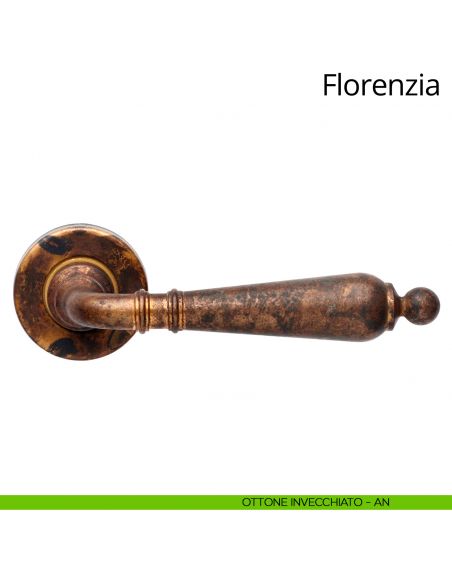 Maniglia per porta interna Florenzia Linea Calì con rosetta semplice ottone antichizzato