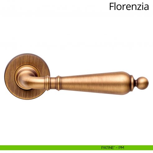 Maniglia per porta interna Florenzia Linea Calì con rosetta semplice patinè