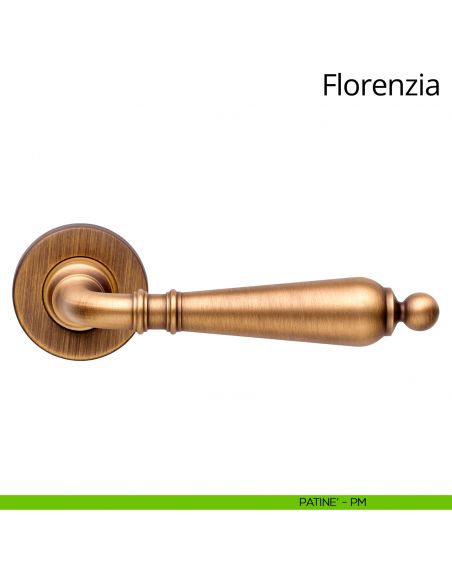 Maniglia per porta interna Florenzia Linea Calì con rosetta semplice patinè