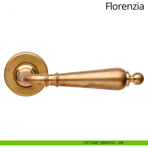 Maniglia per porta interna Florenzia Linea Calì con rosetta semplice ottone vibrato