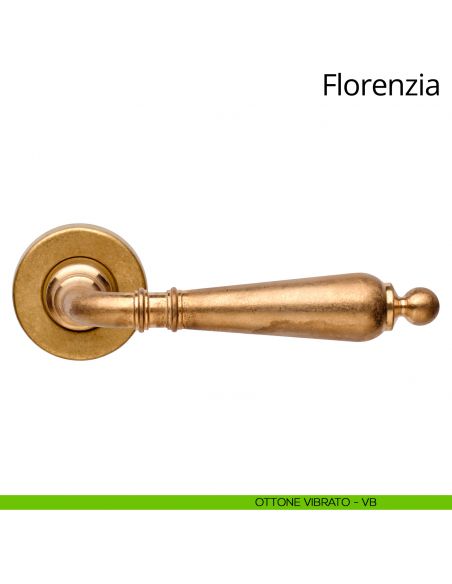 Maniglia per porta interna Florenzia Linea Calì con rosetta semplice ottone vibrato