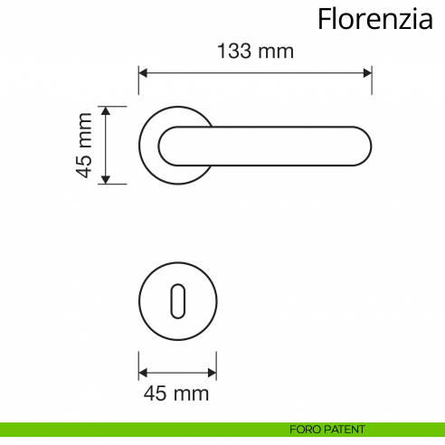 Maniglia per porta interna Florenzia Linea Calì con rosetta semplice foro patent