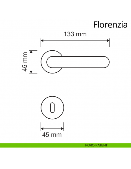 Maniglia per porta interna Florenzia Linea Calì con rosetta semplice foro patent