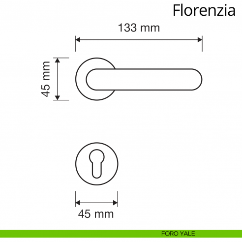 Maniglia per porta interna Florenzia Linea Calì con rosetta semplice foro yale