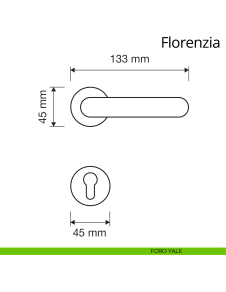 Maniglia per porta interna Florenzia Linea Calì con rosetta semplice foro yale