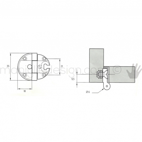 Cerniera Anselmi 231 per porte in luce scodellino diametro 35 mm