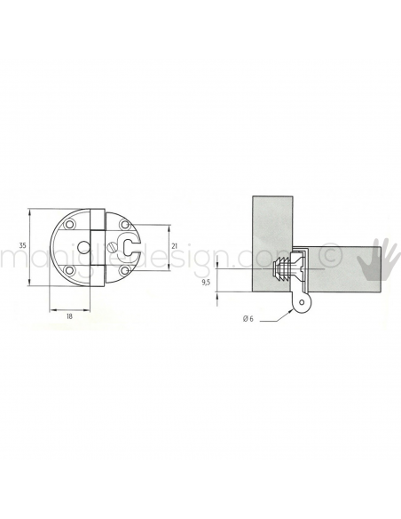 Cerniera Anselmi 231 per porte in luce scodellino diametro 35 mm
