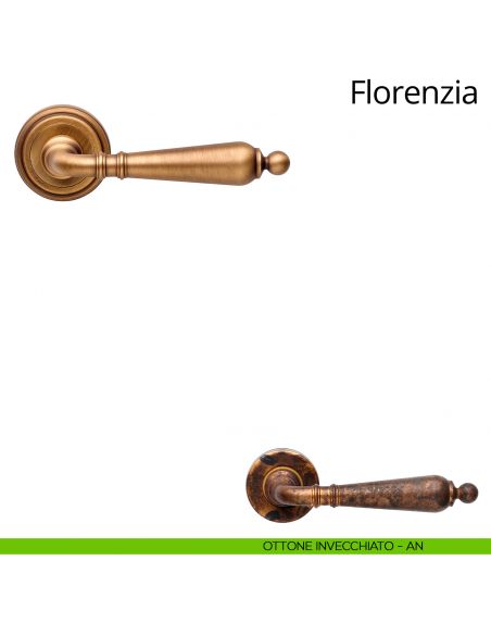 Maniglia per finestra martellina DK Florenzia Linea Calì con rosetta artistica ottone antichizzato