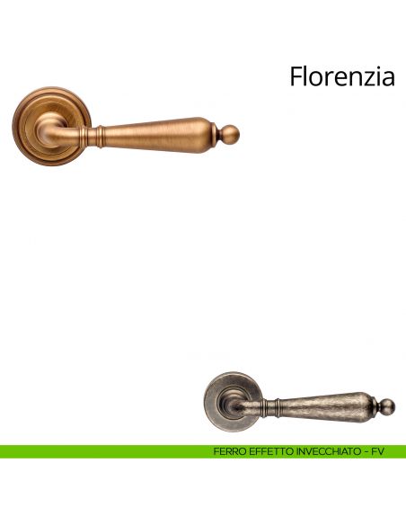 Maniglia per porta Florenzia Linea Calì con rosetta artistica ferro effetto invecchiato