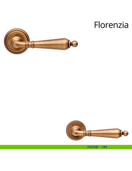 Maniglia per porta Florenzia Linea Calì con rosetta artistica patinè