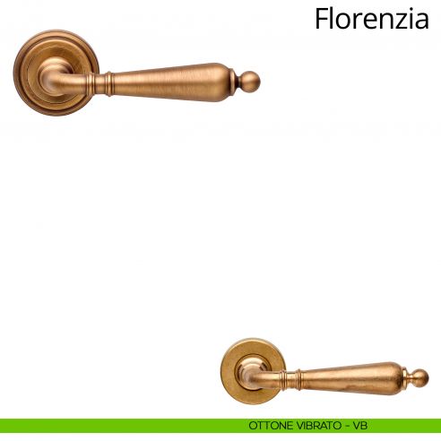 Maniglia per porta Florenzia Linea Calì con rosetta artistica ottone vibrato