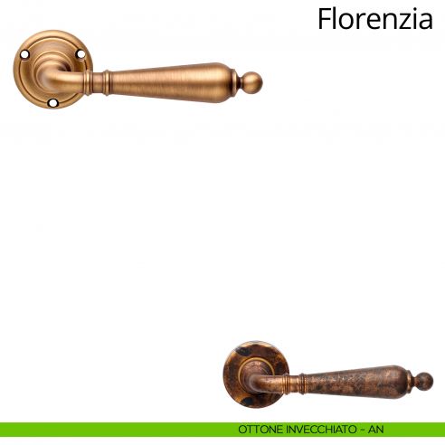 Maniglia per porta Florenzia Linea Calì con viti a vista ottone antichizzato