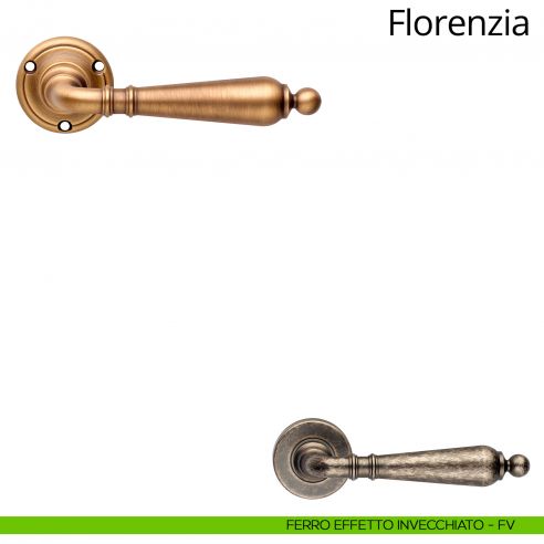 Maniglia per porta Florenzia Linea Calì con viti a vista ferro effetto invecchiato