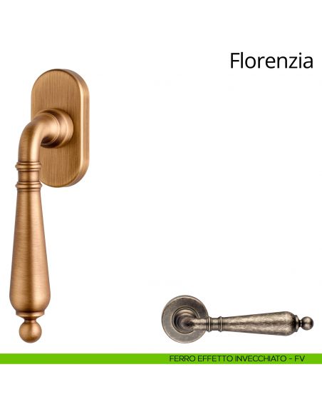 Maniglia per finestra martellina DK Florenzia Linea Calì ferro effetto invecchiato