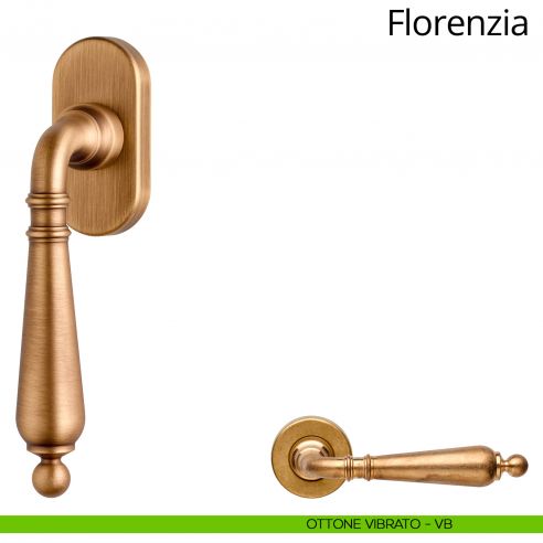 Maniglia per finestra martellina DK Florenzia Linea Calì ottone vibrato