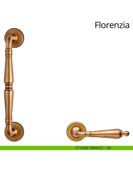 Maniglione per porta dritto Florenzia Linea Calì con rosette semplici ottone vibrato