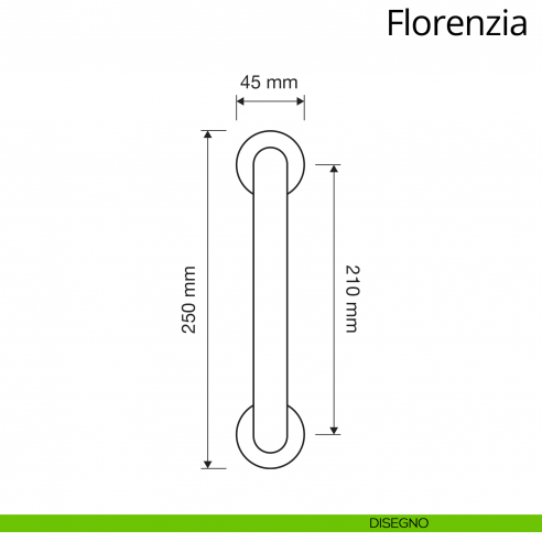 Maniglione per porta dritto Florenzia Linea Calì con rosette semplici disegno