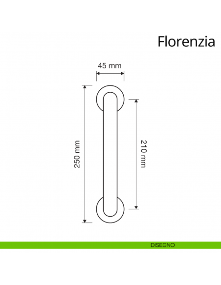 Maniglione per porta dritto Florenzia Linea Calì con rosette semplici disegno