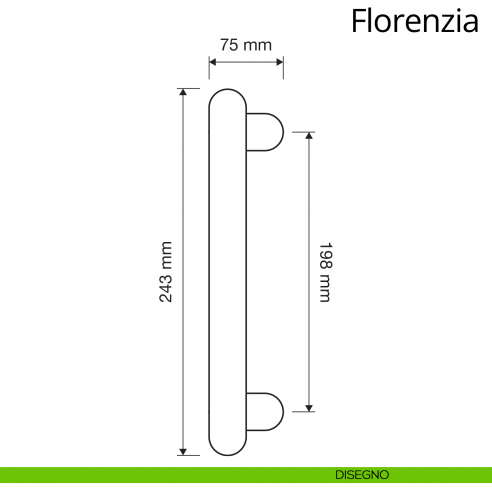 Maniglione per porta zancato Florenzia Linea Calì con rosette semplici disegno