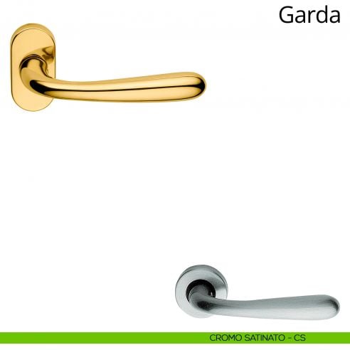 Maniglia per porta interna Garda Linea Calì con rosetta ovale cromo satinato