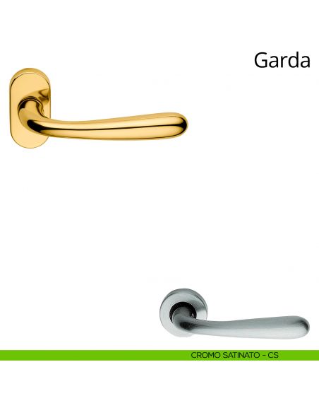 Maniglia per porta interna Garda Linea Calì con rosetta ovale cromo satinato