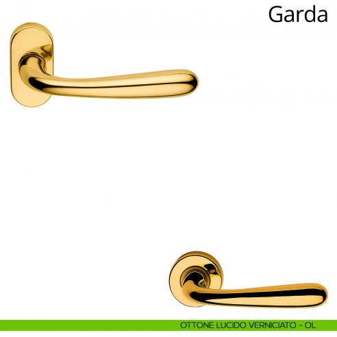 Maniglia per porta interna Garda Linea Calì con rosetta ovale ottone lucido verniciato