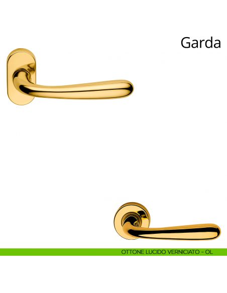 Maniglia per porta interna Garda Linea Calì con rosetta ovale ottone lucido verniciato