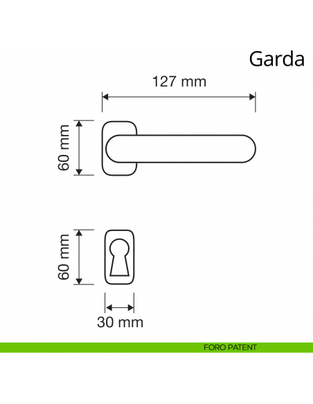 Maniglia per porta interna Garda Linea Calì con rosetta ovale foro patent