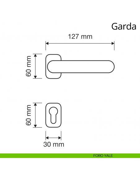 Maniglia per porta interna Garda Linea Calì con rosetta ovale foro yale