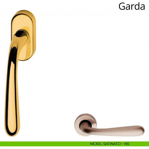 Maniglia per finestra martellina DK Garda Linea Calì nickel satinato