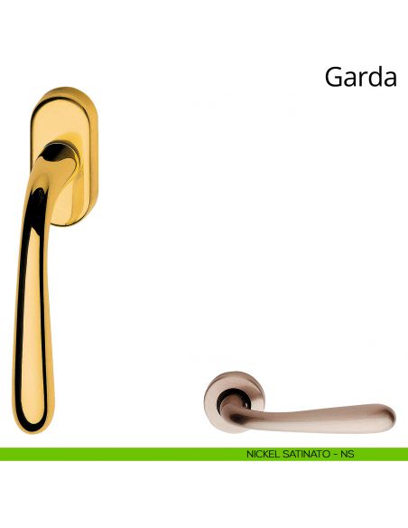 Maniglia per finestra martellina DK Garda Linea Calì nickel satinato