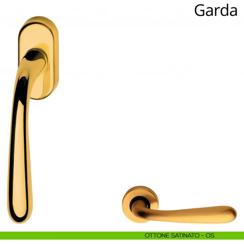 Maniglia per finestra martellina DK Garda Linea Calì ottone satinato