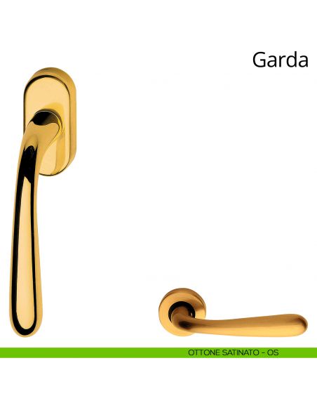 Maniglia per finestra martellina DK Garda Linea Calì ottone satinato