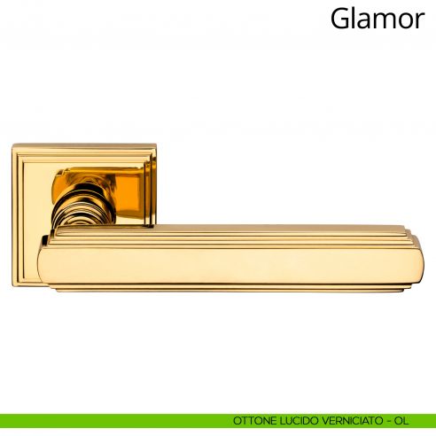 Maniglia per porta interna Glamor Linea Calì ottone lucido verniciato