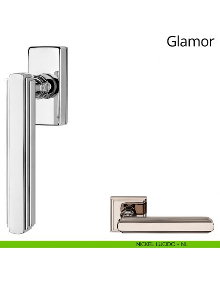 Maniglia per finestra martellina DK Glamor Linea Calì nickel lucido